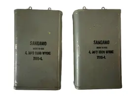 7110-4 Sangamo Lot Of 2 Sangam Capacitor 4 Mfd 1000 Wvdc
