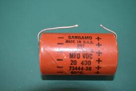 Sangamo 73444-38 20 Uf 400 Vdc Audio Filter Electrolytic Capacitor Tested