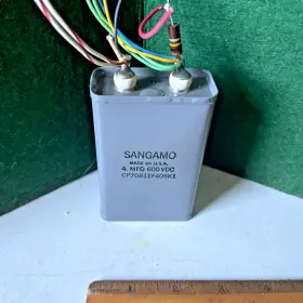 Cp70b1ef405k1 Sangamo Vintage Capacitor 4 Mfd 600 Vdc Part Number Oil Filled