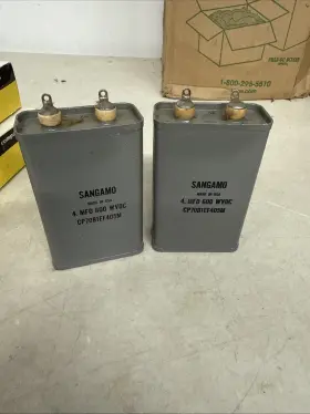 Cp70b1eg605k Sangamo 2 Vintage 4mfd 600wvdc Capacitor Radio Amplifier Tube Power