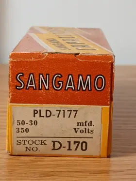 Pld-7177 Sangamo Vintage Dry Electrolytic Capacitor 50-30mfd 350 Volts Part No. D-170