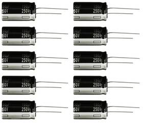 Shopjimmy 250ut150-10 Lot Of 10 Nichicon 250ut150 150uf 250v Hi Temp Radial Capacitor