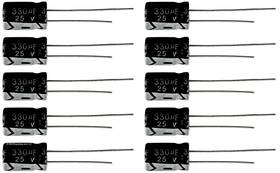 Shopjimmy 25ut330-10 Lot Of 10 25ut330 330uf 25v Hi Temp Radial Capacitor