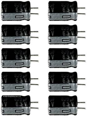 Shopjimmy 6.3ut820-10 Lot Of 10 6.3ut820 820uf 6.3v Hi Temp Radial Capacitor
