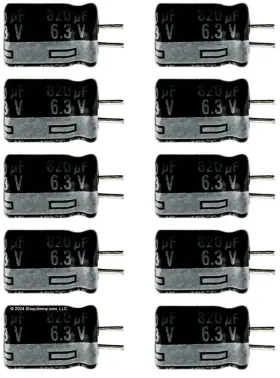 6.3ut820-10 Shopjimmy Lot Of 10 6.3ut820 820uf 6.3v Hi Temp Radial Capacitor