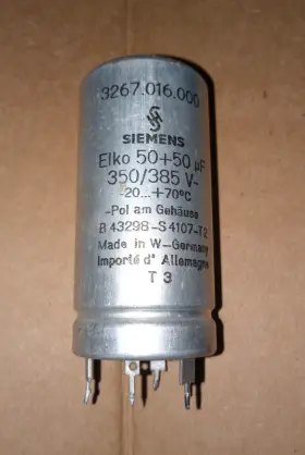 3267.016.000 Siemens Vintage Saba Villingen Tube Radio Capacitor Elko 50uf 385v