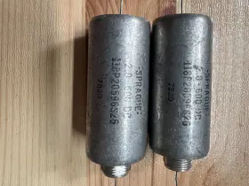 118p20596826 Sprague 2x 2uf/600vdc Hermetically Sealed Vitamin-q Type Paper-in-oil Capacitor