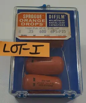 1202-691 Sprague Vintage Orange Drop 3 Capacitors .25 Uf 600v 6ps-p25 Old Container Pack