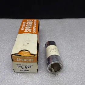 1725 Sprague Vintage Tvl 40uf 450wvdc Electrolytic Capacitor Nib