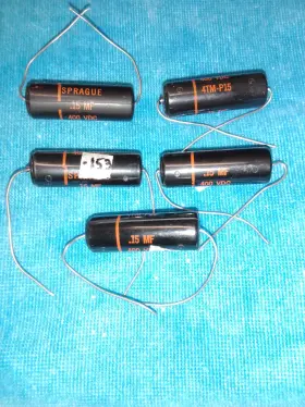4tm-p15 Sprague 5 Black Beauty .15 Mfd. 400v Amplifier Coupling Capacitors - Tested