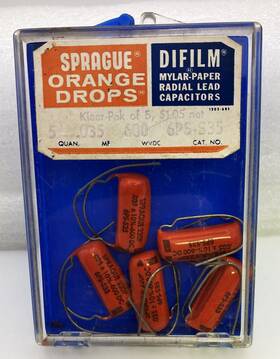 Sprague 6ps-s35 5 Nos Nib Vintage Orange Drop .035uf 600v Capacitors Free Ship