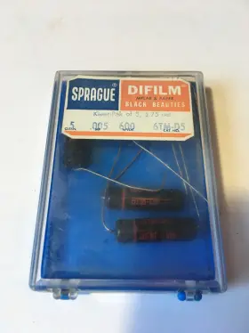 6tm-d5 Sprague 4 Nos Nib Vintage Black Beauty .005 Uf 600v Capacitors Guitar Tone Caps