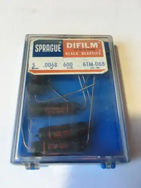 6tm-d68 Sprague 5 Nos Nib Vintage Black Beauty .0068 Uf 600v Capacitors Guitar Amplifier