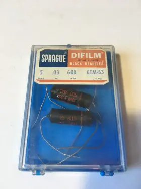 6tm-s3 Sprague 4 Nos Vtg Black Beauty Capacitors .03uf .03 Uf 600v Tone Radio Ham Cap