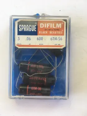 6tm-s6 Sprague 5 Nos Nib Vintage Black Beauty .06 Uf 600v Capacitors Guitar Tone Caps