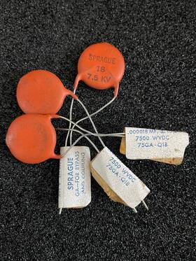 Sprague 75ga 3pc 75ga-q18 .000018mfd 7500v Ceramic Disc Capacitor Nos
