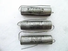 91p47403s2 Sprague 3x .47uf 300v Vitamin Q 91p Pio Capacitor - Hermetically Glass Sealed