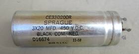 Sprague Ce33d200r 20/20/20 Uf 450 V Electrolytic Capacitor Tested