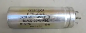 Ce33d200r Sprague 20/20/20 Uf 450 V Electrolytic Capacitor Tested