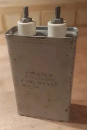 Cp70e1ef405x Sprague Vintage Hermetically Oil Capacitor 4mfd 600vdc