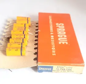 Tva-1206 Sprague 9 Vintage Atom Paper Capacitors 50 F 25vdc Axial