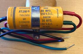 Sprague Tva-2450 Atom Dual Capacitor Red 50mfd 150vdc Green 30mfd