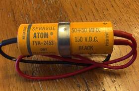Sprague Tva-2453 Atom Dual Capacitor 50 Mdf 150vdc Mylar Paper Nos