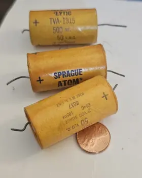 Tva-315 Sprague Set Of 3 Atom Vintage Nos Capacitor Cardboard Outer Shell