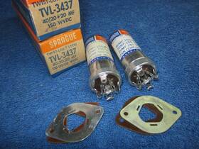 Sprague Tvl-1434 2pcs Nos Vintage Can Capacitor All 150volt 40-20-20uf Tvl-3437