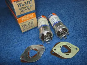 Tvl-3437 Sprague Tvl-1434 2pcs Nos Vintage Can Capacitor All 150volt 40-20-20uf