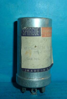 Sprague Tvl-1750 Electrolytic Can Capacitor 100uf 450vdc 100mfd 450v Nos