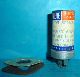 Sprague Tvl-3026.8 Electrolytic Can Capacitor 500/500/100uf 16vdc