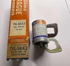 80-30-300mf Sprague Tvl-3414.2 Vintage Twist-lok Electrolytic Capacitor Nos