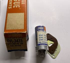 Sprague Tvl-3435 Vintage Twist-lok Electrolytic Capacitor 30-30-10mf 150v Nos
