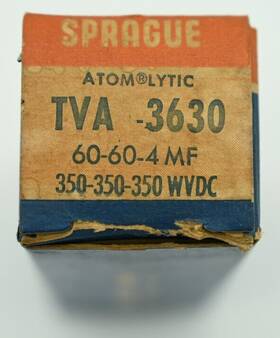 Sprague Tvl-3630 Nos 60-60-4uf 350-350-350wvdc Electrolytic Can Capacitor