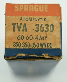 Tvl-3630 Sprague Nos 60-60-4uf 350-350-350wvdc Electrolytic Can Capacitor