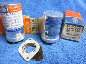 Sprague Tvl-4434 2pc Nos Vintage Can Capacitor 80-40-40uf/150v 100uf/25v 30uf/150v