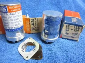 Tvl-4434 Sprague 2pc Nos Vintage Can Capacitor 80-40-40uf/150v 100uf/25v 30uf/150v