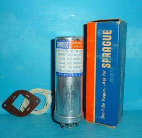 Sprague Tvl-4574 Electrolytic Can Capacitor 150/30/30uf 300v 150uf 50vdc Nos