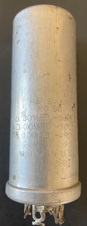 No-90 Transvision No 90 Can Capacitor 30 10 20 Mfd 500 300 450 25 Wv Not Tested