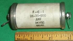 Unknown F-c-i D6-30-500 Big Vintage Capacitor .5uf 3000vdc Clean Ceramic Frame F-c-1 66/41