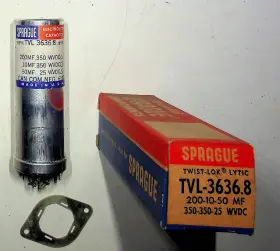 3636.8 Vishay Sprague Vintage Electrolytic Capacitor Tvl Nos Usa 200mf 350wvdc