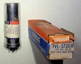 Vishay Sprague 3725.11 Vintage Nos Electrolytic Capacitor Tvl-3725.11 150-50-10 F Usa