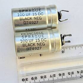 Vishay Sprague Ce34c101e 1971 Vintage Electrolytic Capacitors 100 F 15v Dc Metal Can Qty 2
