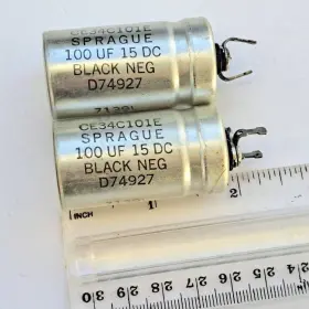 Ce34c101e Vishay Sprague 1971 Vintage Electrolytic Capacitors 100 F 15v Dc Metal Can Qty 2