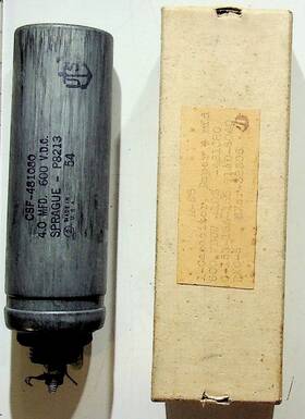 Vishay Sprague Csf-481080 Vintage Capacitor 4.0 Mfd 600 Vdc Made In Usa As-is