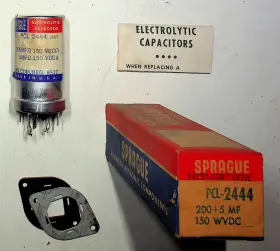 Pcl-2444 Vishay Sprague Vintage Nos Electrolytic Capacitor Pcl 2444 200mfd 150v Usa