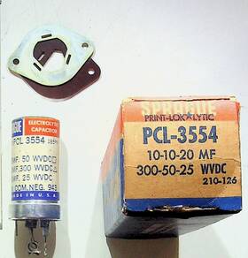 Vishay Sprague Pcl-3554 Electrolytic Capacitor 10-10-20 Mf 300-50-25 Wvdc Nos