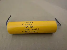 Tva1966 Vishay Sprague Atom 20 F 600vdc Axial Capacitor Vintage Tube Amp Filter Cap Usa