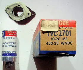 Tvl-2701 Vishay Sprague Vintage Electrolytic Capacitor Tvl 2701 10-20 Mf 450-25 Wvdc Nos